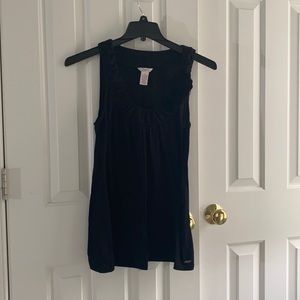 Black Tank Top with Floral Accent